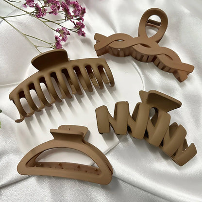 Women Hair Claw Clips Korea Coffee Beige Acrylic Large Hair Claw Hairpin Geometric Barrettes Crab Girl Headwear Hair Accessories