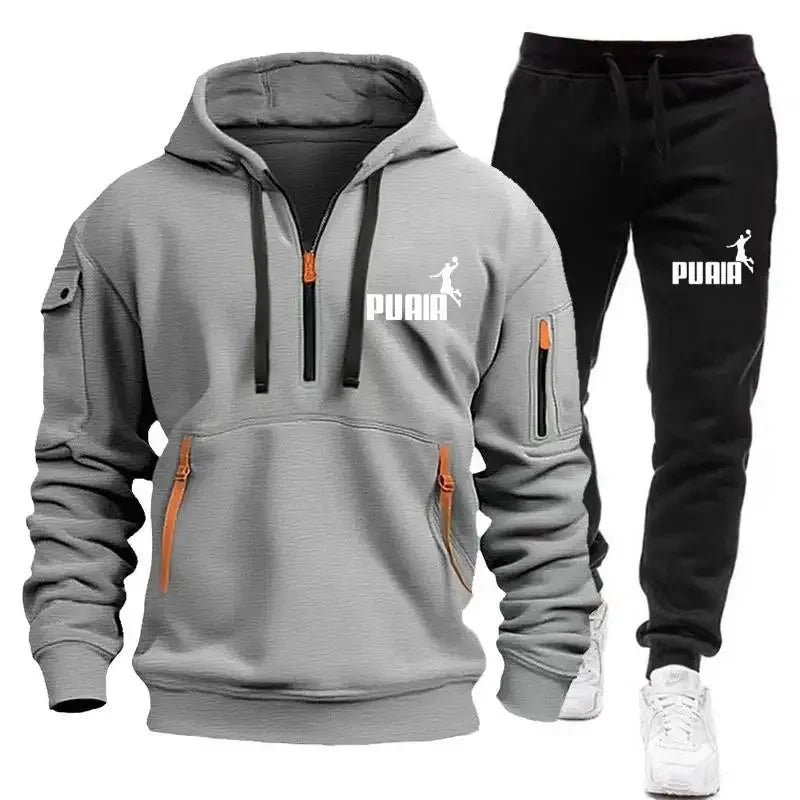 Mens Tracksuit Zipper Hoodies+Sweatpants 2-Piece Set Autumn Winter Male Daily Casual Sports Jackets Jogging Suit Tops Or Pants