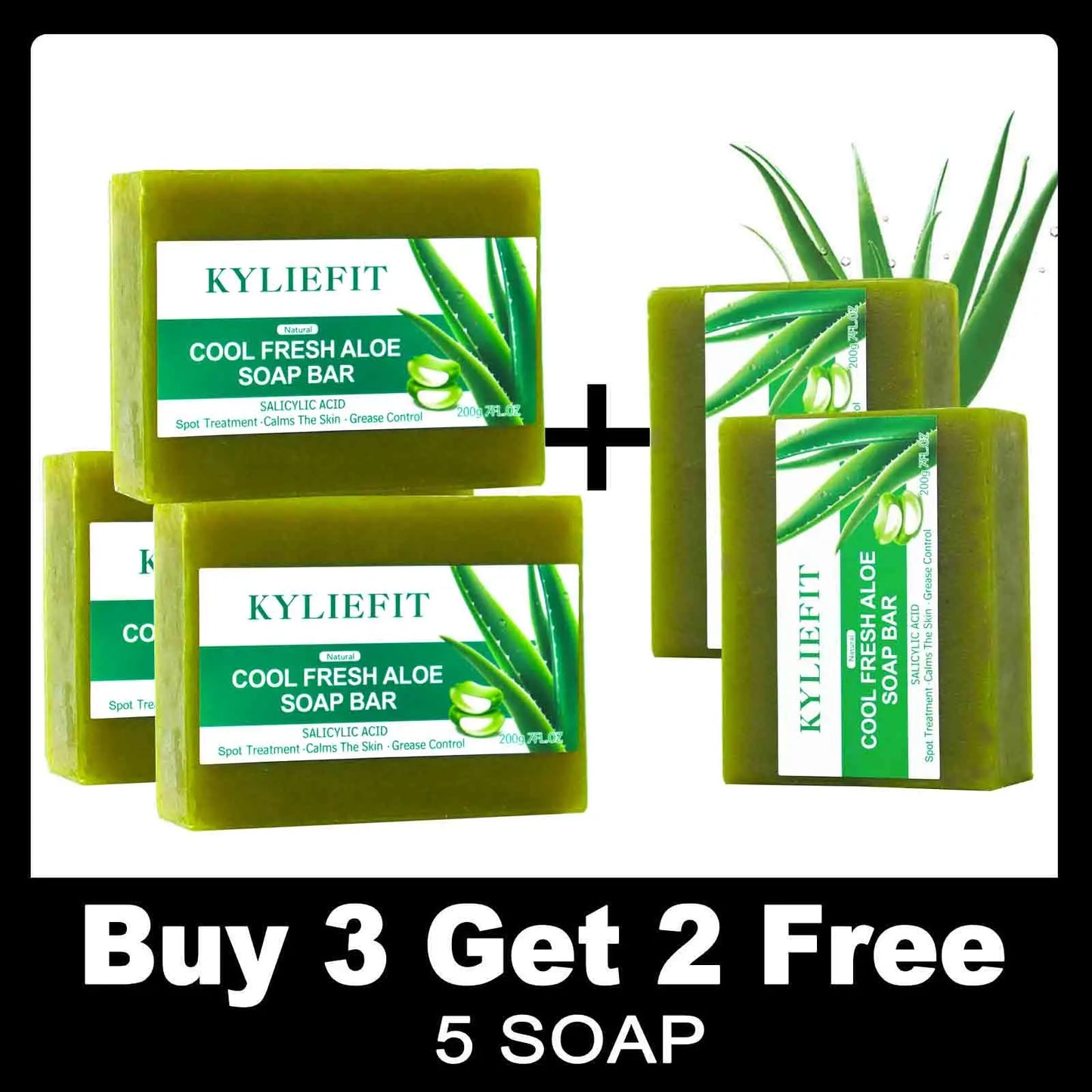 AILKE Aloe Vera Whitening Soap, Remove Acne, Pimples, Skin Radiant, Improve Skin Luster, Vegan Bath Wash for Women Men