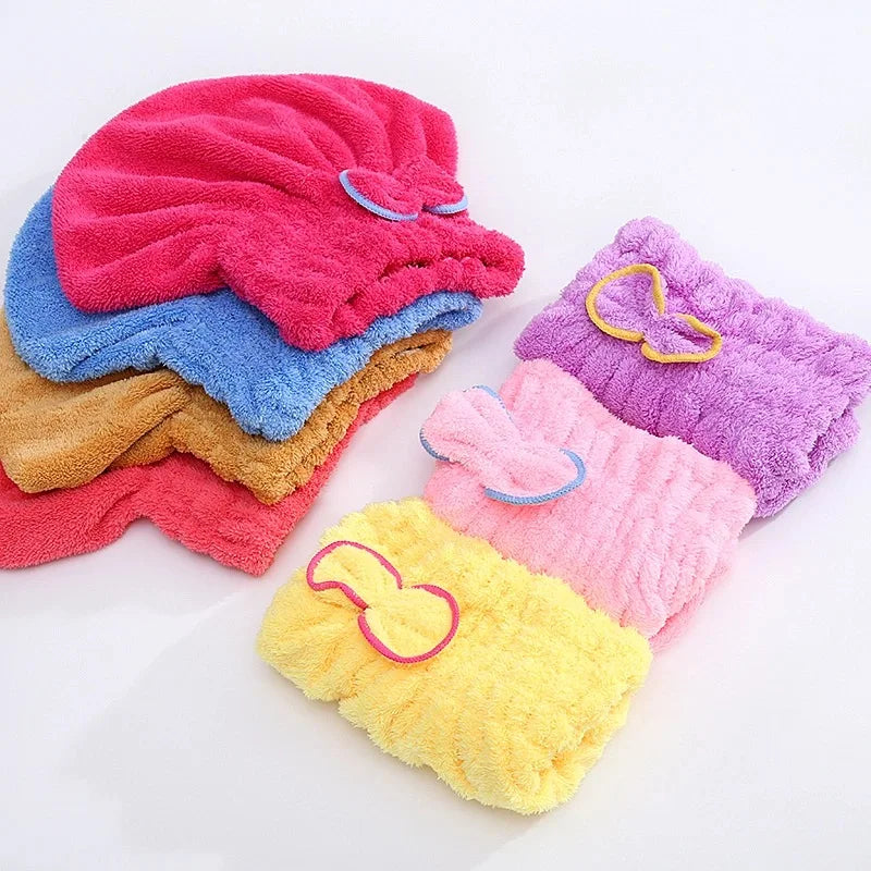 Shower Cap Women Hair  Microfibre Quick  Drying Bath Spa Bowknot  Wrap Towel Hat For  room Accessories