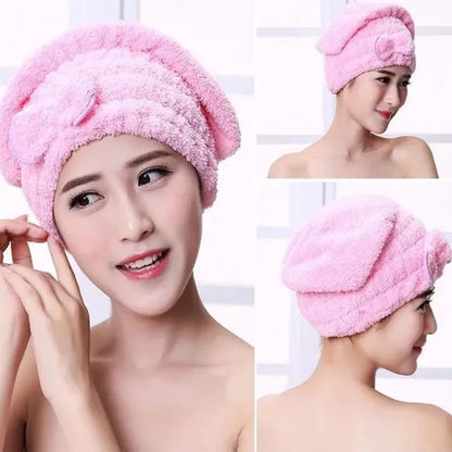 Shower Cap Women Hair  Microfibre Quick  Drying Bath Spa Bowknot  Wrap Towel Hat For  room Accessories