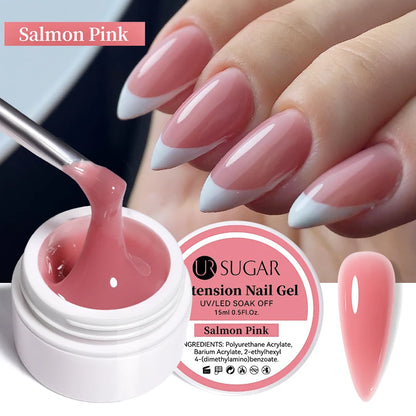 UR SUGAR 15ml Extension Nail Gel Polish Nails Finger Form Clear Nude Pink Nail Art Camouflage Hard Gel Acrylic Nail Manicur