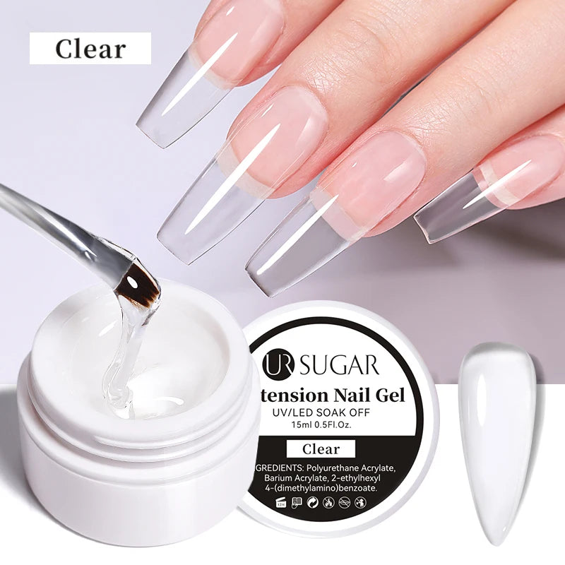 UR SUGAR 15ml Extension Nail Gel Polish Nails Finger Form Clear Nude Pink Nail Art Camouflage Hard Gel Acrylic Nail Manicur