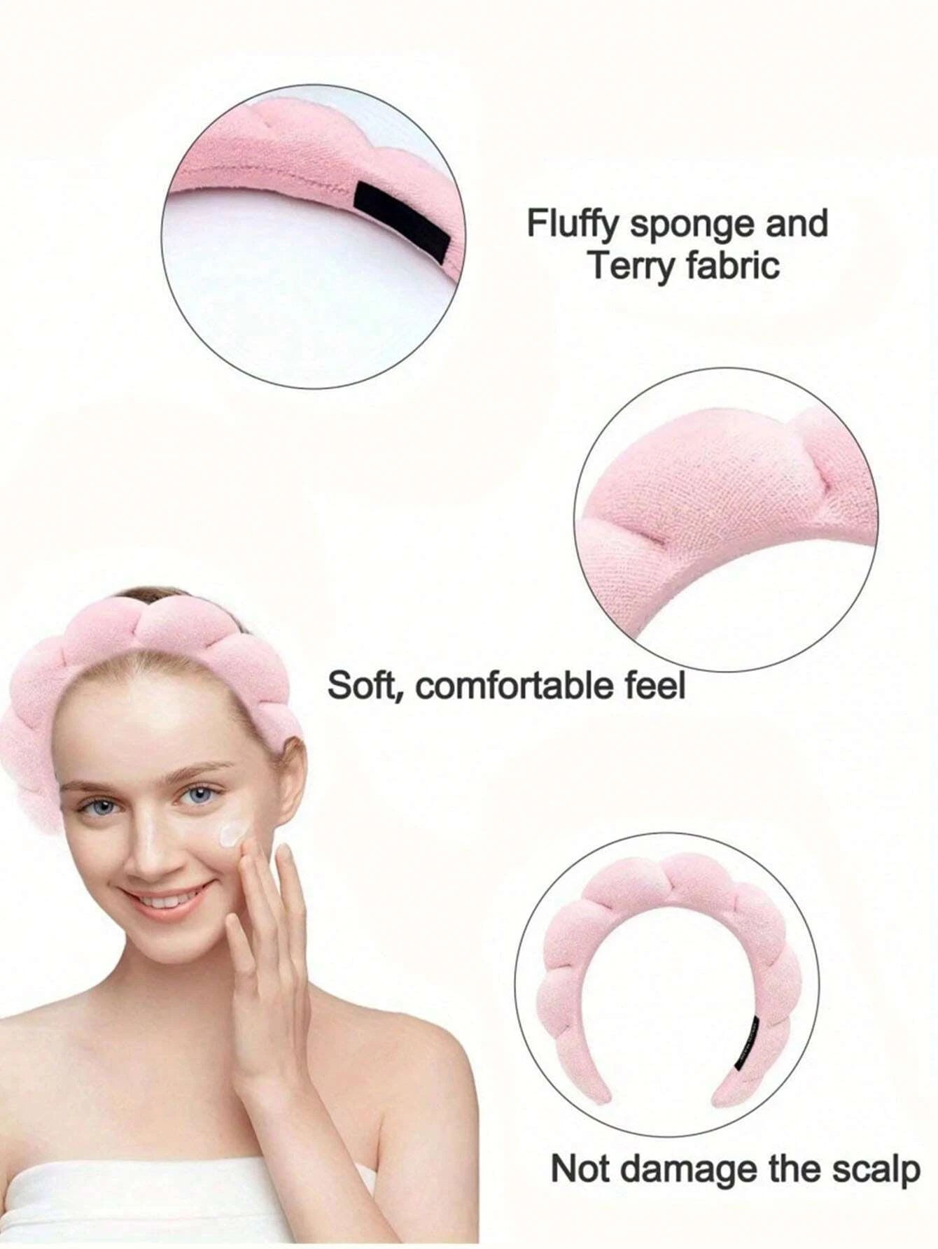 3 Piece Luxury Fiber Spa Headband and Wristband Set - Soft and Comfortable - Face Wash, Makeup Women's Hair Accessories Set