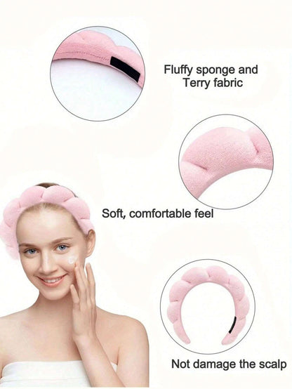 3 Piece Luxury Fiber Spa Headband and Wristband Set - Soft and Comfortable - Face Wash, Makeup Women's Hair Accessories Set