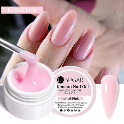 UR SUGAR 15ml Extension Nail Gel Polish Nails Finger Form Clear Nude Pink Nail Art Camouflage Hard Gel Acrylic Nail Manicur