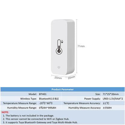 Tuya BT Smart Temperature Humidity Sensor Indoor Hygrometer Bluetooth-Compatible APP Remote Control Works With Alexa Google Home