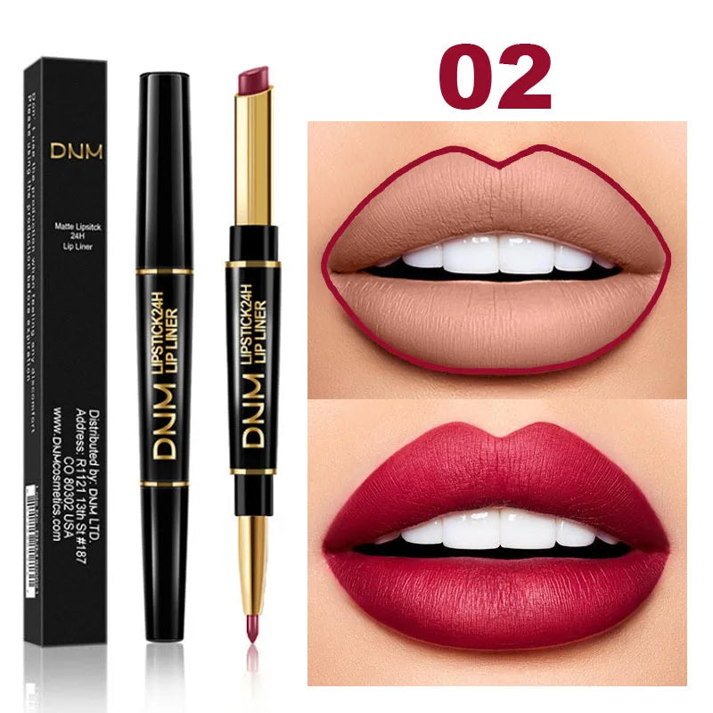 Double Ended Matte Lipstick Long Lasting Wateproof Lipsticks Brand Lip Makeup Cosmetics Dark Red Lips Liner Pencil Beauty