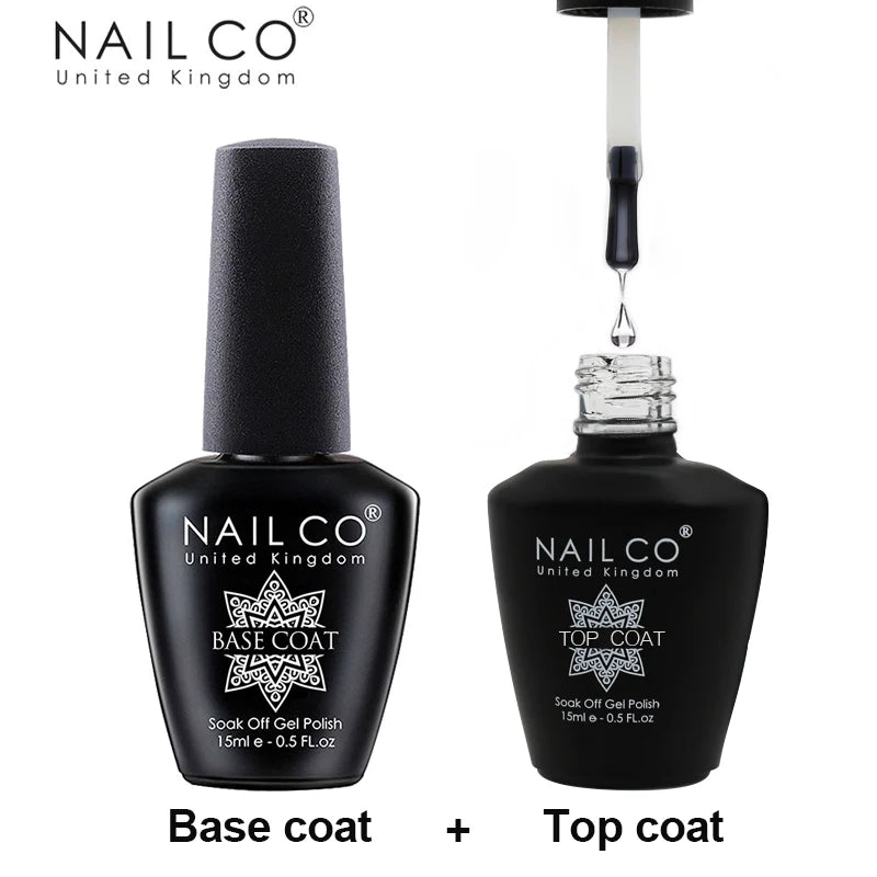 NAILCO 15ml Top Coat And Base Coat Art Design Gel Nail Polish UV Top Base Coat UV LED Soak Off Gel For Nail Decoration Varnish