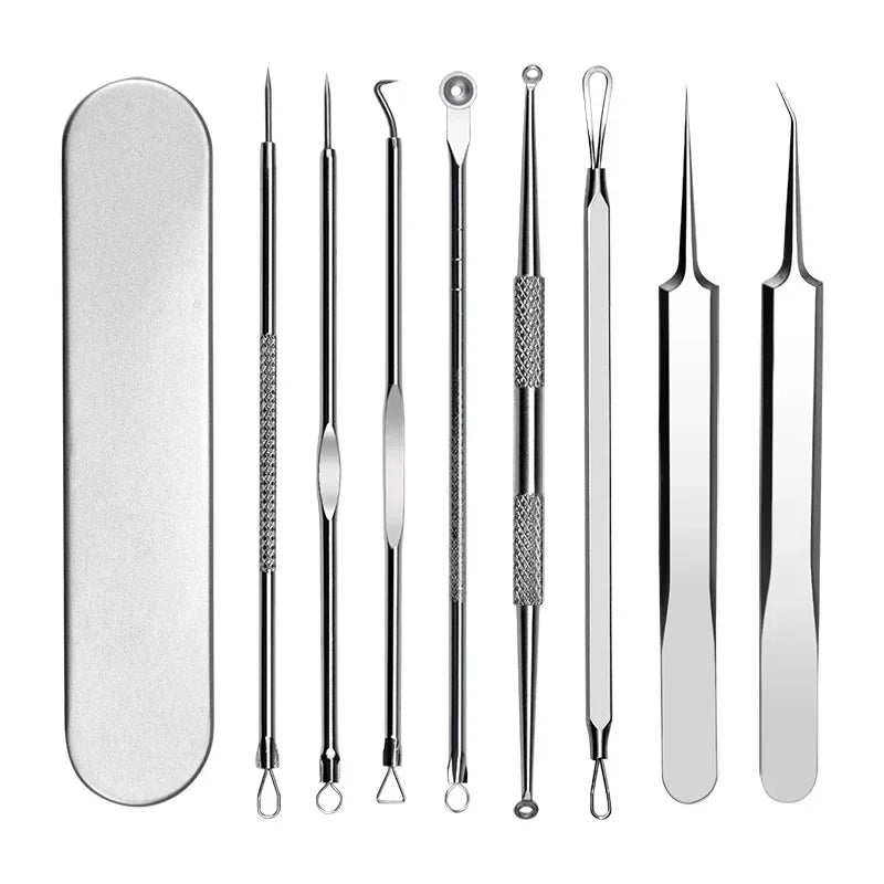 11Pcs/Set Acne Needle Blackhead Clip Remover Extraction Pore Black Head Cleaner Face Skin Care Cleansing Needle Skin Care Kit