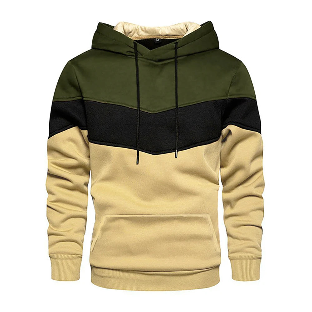 Fashion Men's Hooded Long Sleeve Streetwear Man Contrast Color Drawstring Loose Casual Sweatshirt Sweater hoodie