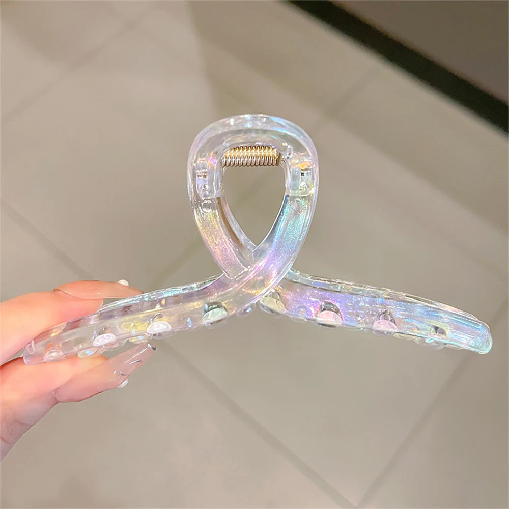 Acrylic Hair Claw Clip for Women Girl Korean Transparent Jelly Color Plastic Hair Crab Clip Ponytail Barrettes Hair Accessories