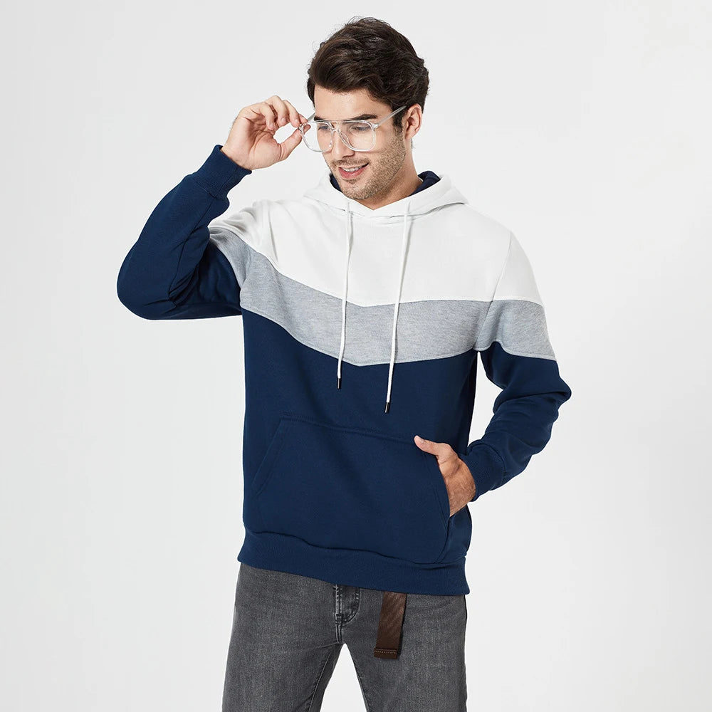 Fashion Men's Hooded Long Sleeve Streetwear Man Contrast Color Drawstring Loose Casual Sweatshirt Sweater hoodie