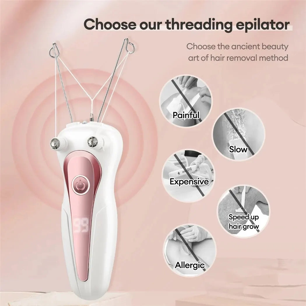 Electric Body Hair Remover Women's Cotton Thread Leg Arm Shaver Razor Lady Beauty Neck Rechargeable Hair Epilator