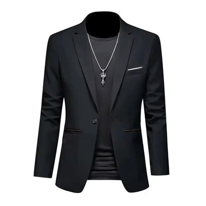 Men's Trendy Leisure Boutique Suit Jacket  Autumn Casual Business Slim Fit Non-ironing Single Button Suit Solid Formal Blouse