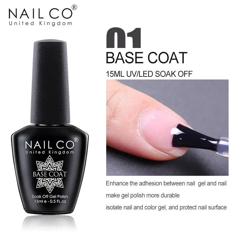 NAILCO 15ml Top Coat And Base Coat Art Design Gel Nail Polish UV Top Base Coat UV LED Soak Off Gel For Nail Decoration Varnish