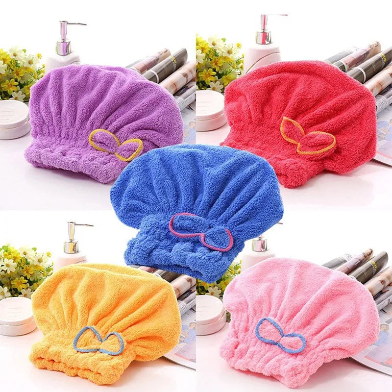 Shower Cap Women Hair  Microfibre Quick  Drying Bath Spa Bowknot  Wrap Towel Hat For  room Accessories