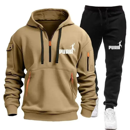 Mens Tracksuit Zipper Hoodies+Sweatpants 2-Piece Set Autumn Winter Male Daily Casual Sports Jackets Jogging Suit Tops Or Pants