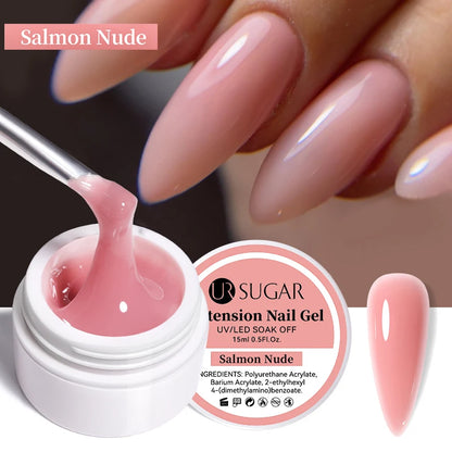 UR SUGAR 15ml Extension Nail Gel Polish Nails Finger Form Clear Nude Pink Nail Art Camouflage Hard Gel Acrylic Nail Manicur