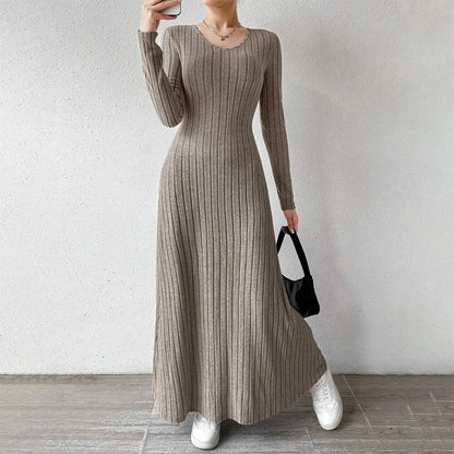 Mia Muse Women's Dresses All Season Office Lady Ventilate Solid Color Waist In Design  Long Sleeve MIDI Lettuce Trim  Suitable f