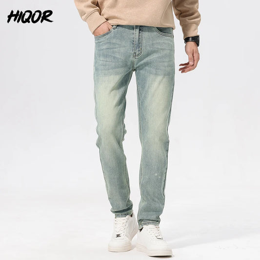 HIQOR Autumn Vintage Mens Denim Jeans Men's Baggy Straight Jeans Fashion Korean Mens Jeans Pants Denim Trousers Streetwear Male