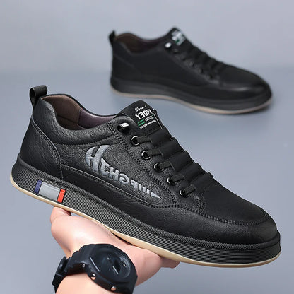 Hot Sale Mens Casual Leather Shoes Comfortable Anti-Slip Outdoor Skate Shoes Versatile Man Sneakers Retro Leisure Walk Footwear