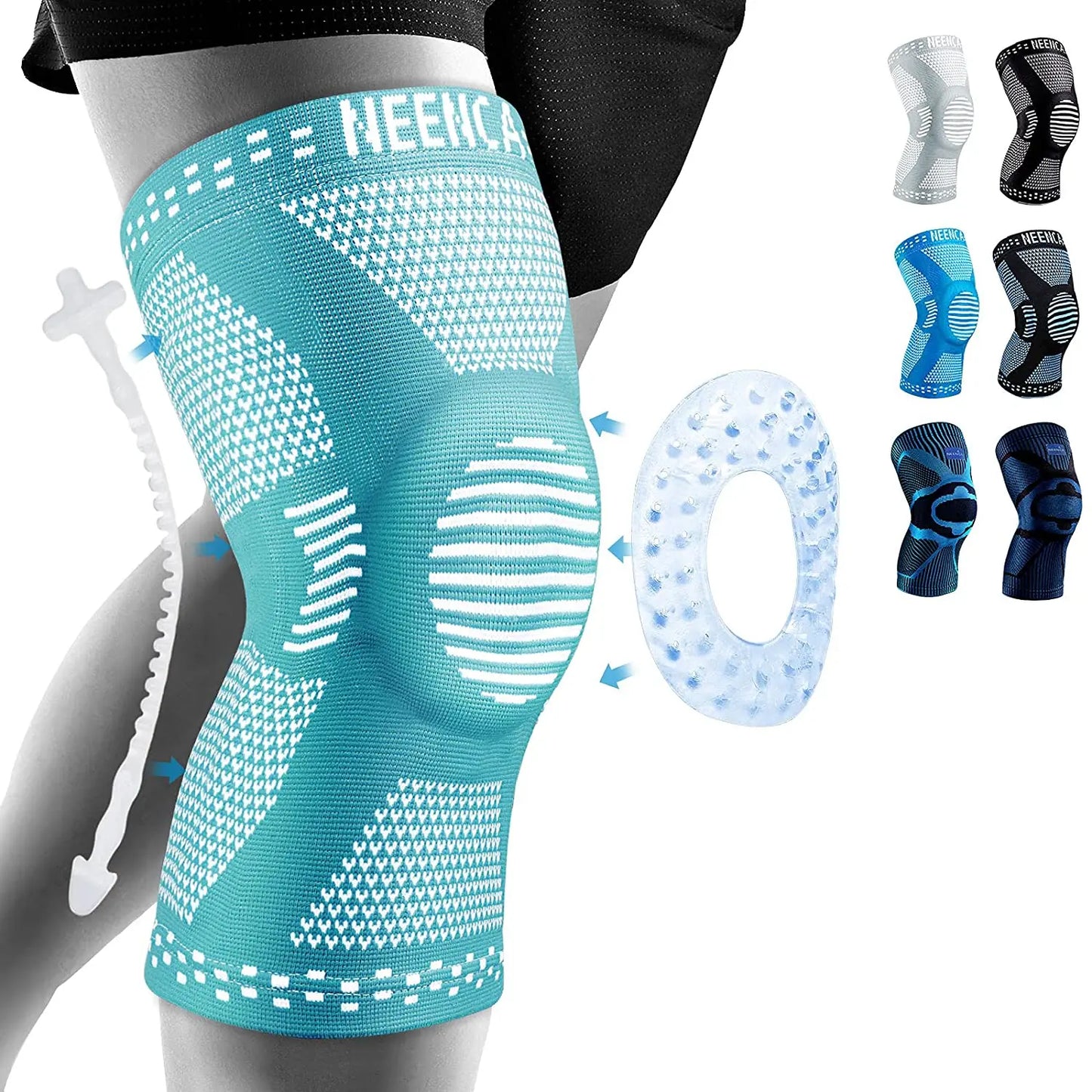 NEENCA Knee Brace Support with Side Stabilizers Patella Gel Knee Compression Sleeve for Knee Pain Meniscus Tear Injury Recovery