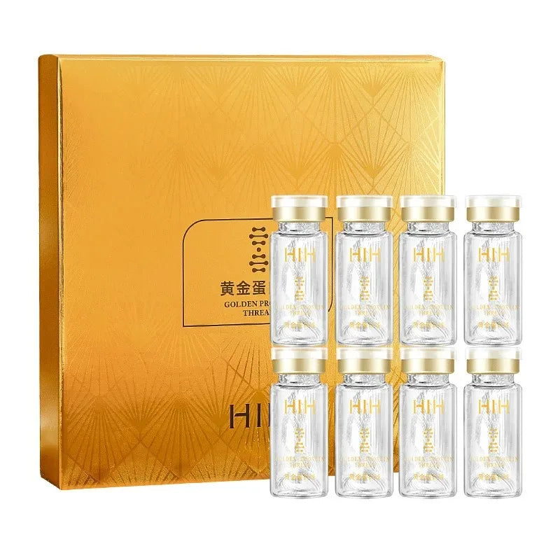 Soluble Face Lifting Threads Collagen Facial Essence Protein Peptide Gold Silk Wire Face Serum for Anti-Aging Firming Skin