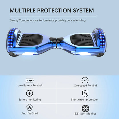 RCB Hoverboard, 6.5 Inch Two Wheel Hoverboard with Bluetooth Speaker with LED Light, Hoverboard Gift for Kids and Adults