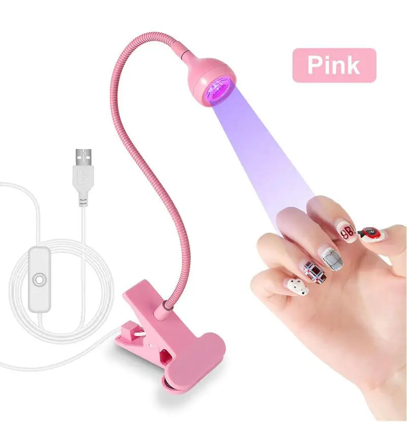 LED Nail Lamps 3W Flexible Gooseneck Lamp Quicky Dry Nail Manicure Dryer Gel Polish Curing Light for Gel Nails