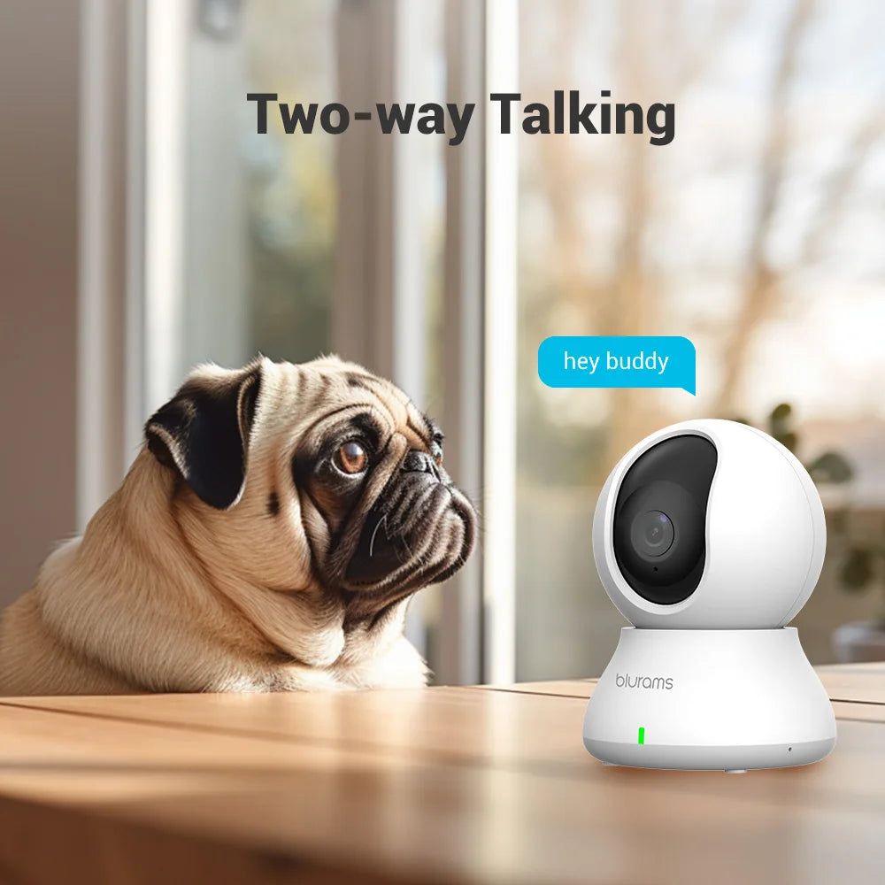 Blurams 2.4＆5G WiFi Indoor Camera, 2K, 360° PTZ Pet Dog IP CCTV Camera with Phone App, 2-Way Talk, Night Vision, for Home Securi