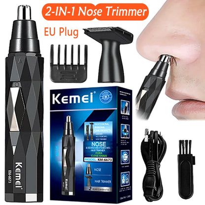 Kemei 2in1 rechargeable nose hair trimmer beard trimer mens eyebrow nose trimmer for nose and ear cleaner hair removal machine