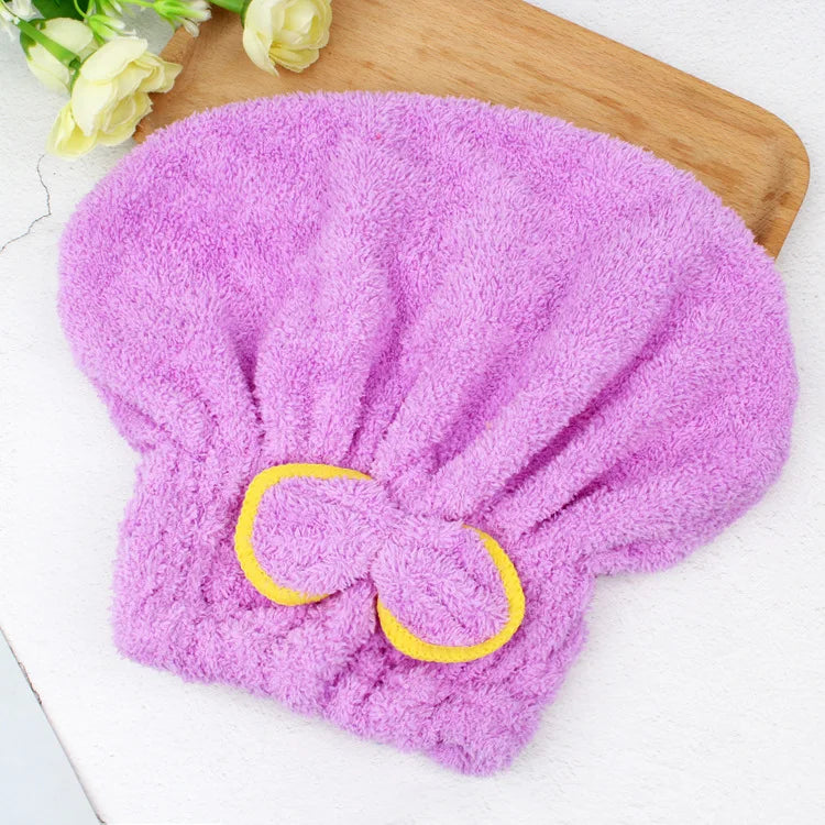 Shower Cap Women Hair  Microfibre Quick  Drying Bath Spa Bowknot  Wrap Towel Hat For  room Accessories