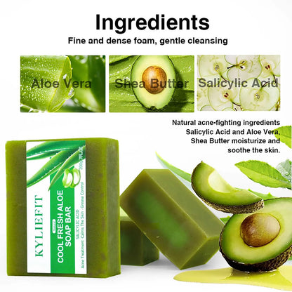 AILKE Aloe Vera Whitening Soap, Remove Acne, Pimples, Skin Radiant, Improve Skin Luster, Vegan Bath Wash for Women Men