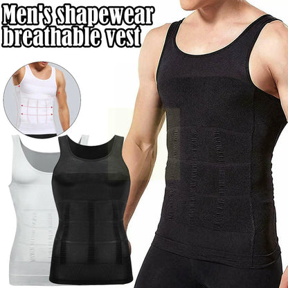 Men Slimming Elastic Body Shapewear Vest Tight Skinny Shirt Fitness Waist Compression Control Abdomen Breathable Sport Vest