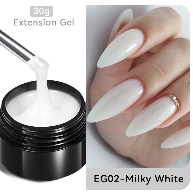 BORN PRETTY 30ml Milky White Hard Gel Jelly Nail Extension Gel Nail Polish Clear Acrylic Nail Color Soak Off UV Construction Gel