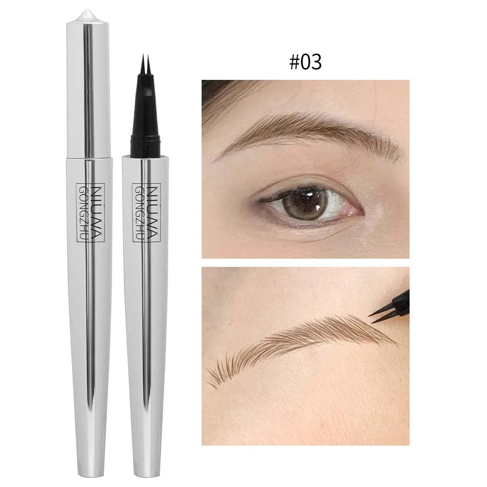 2Point Liquid Two-pronged Eyebrow Pencil Waterproof Sweat-proof Outline Eyebrow Shape Easy To Wear Microblade Brow Pencil Makeup