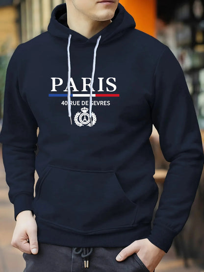 Paris Print Hoodies Tshirt  For Men Casual Autumn Winter