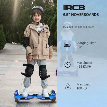 RCB Hoverboard, 6.5 Inch Two Wheel Hoverboard with Bluetooth Speaker with LED Light, Hoverboard Gift for Kids and Adults