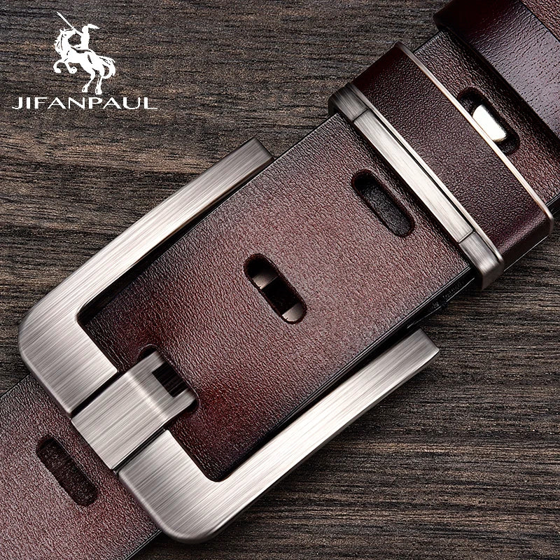 New Leather Cowhide Men's Belt Fashion Metal Alloy Pin Buckle Adult Luxury Brand Jeans Business Casual Waist Male Strap Brand