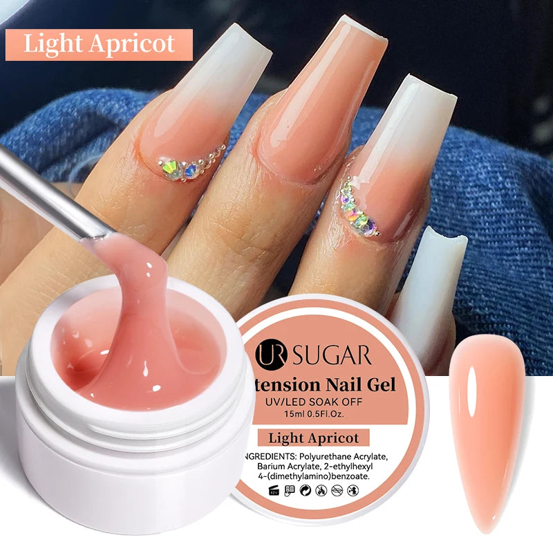 UR SUGAR 15ml Extension Nail Gel Polish Nails Finger Form Clear Nude Pink Nail Art Camouflage Hard Gel Acrylic Nail Manicur