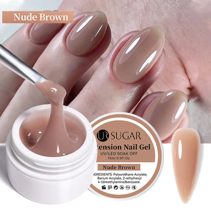 UR SUGAR 15ml Extension Nail Gel Polish Nails Finger Form Clear Nude Pink Nail Art Camouflage Hard Gel Acrylic Nail Manicur