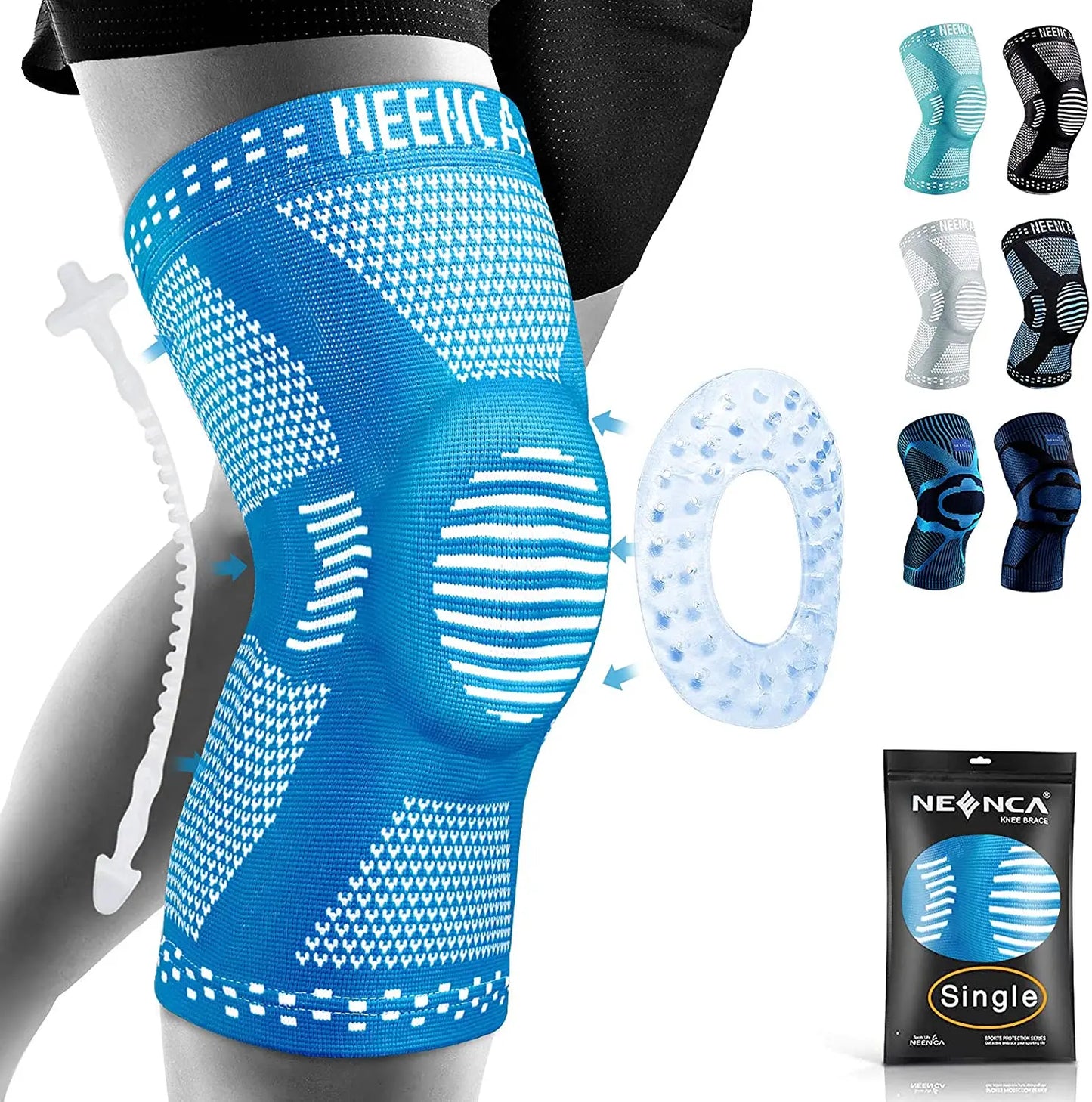 NEENCA Knee Brace Support with Side Stabilizers Patella Gel Knee Compression Sleeve for Knee Pain Meniscus Tear Injury Recovery